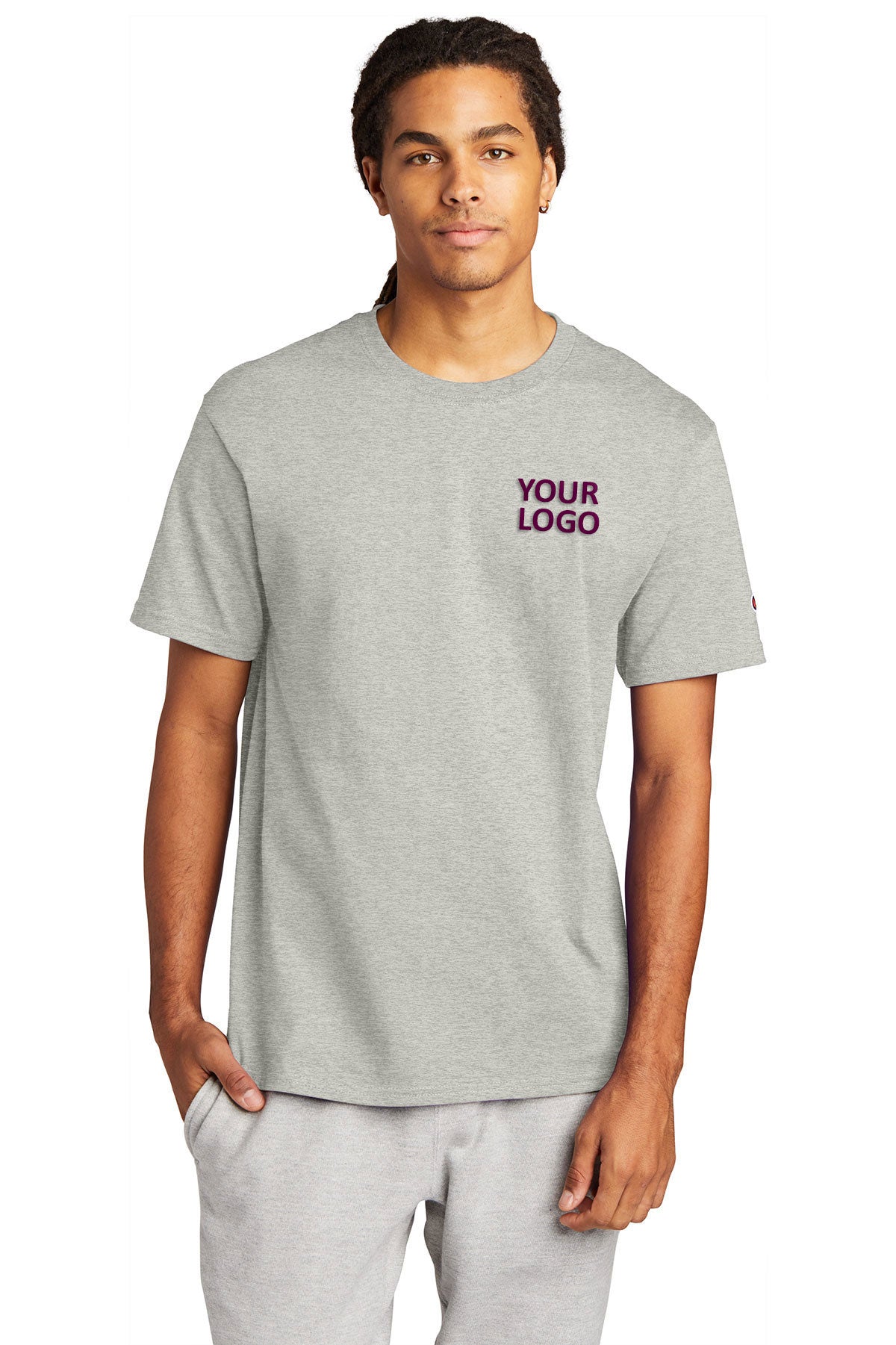 champion heritage jersey tee t425 s oxford grey