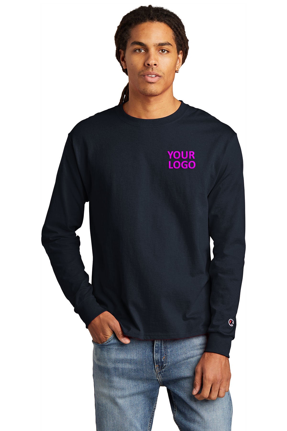 champion heritage jersey long sleeve tee cc8c s navy