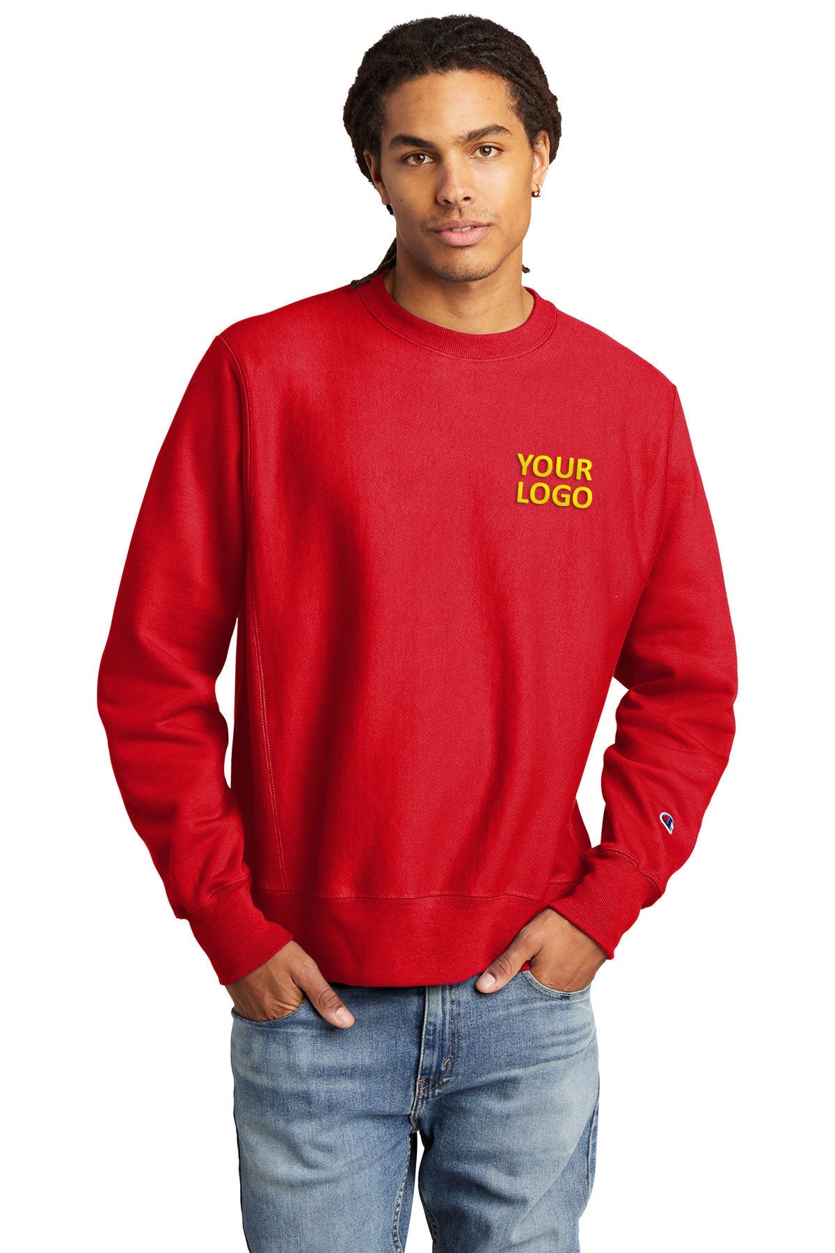 Champion Reverse Weave Crewneck Sweatshirt, Red