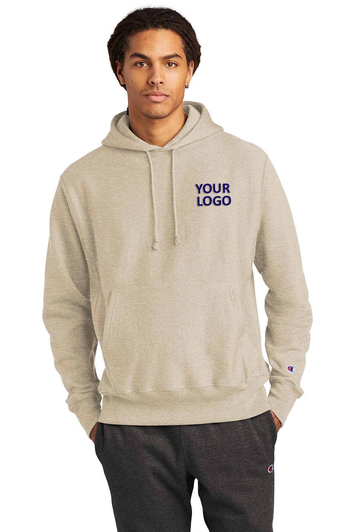 Champion Reverse Weave Hooded Sweatshirt S101 Oatmeal Heather