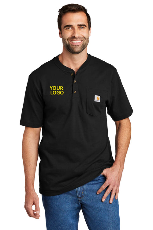 Carhartt Long Sleeve Henley Custom T-Shirts, Black