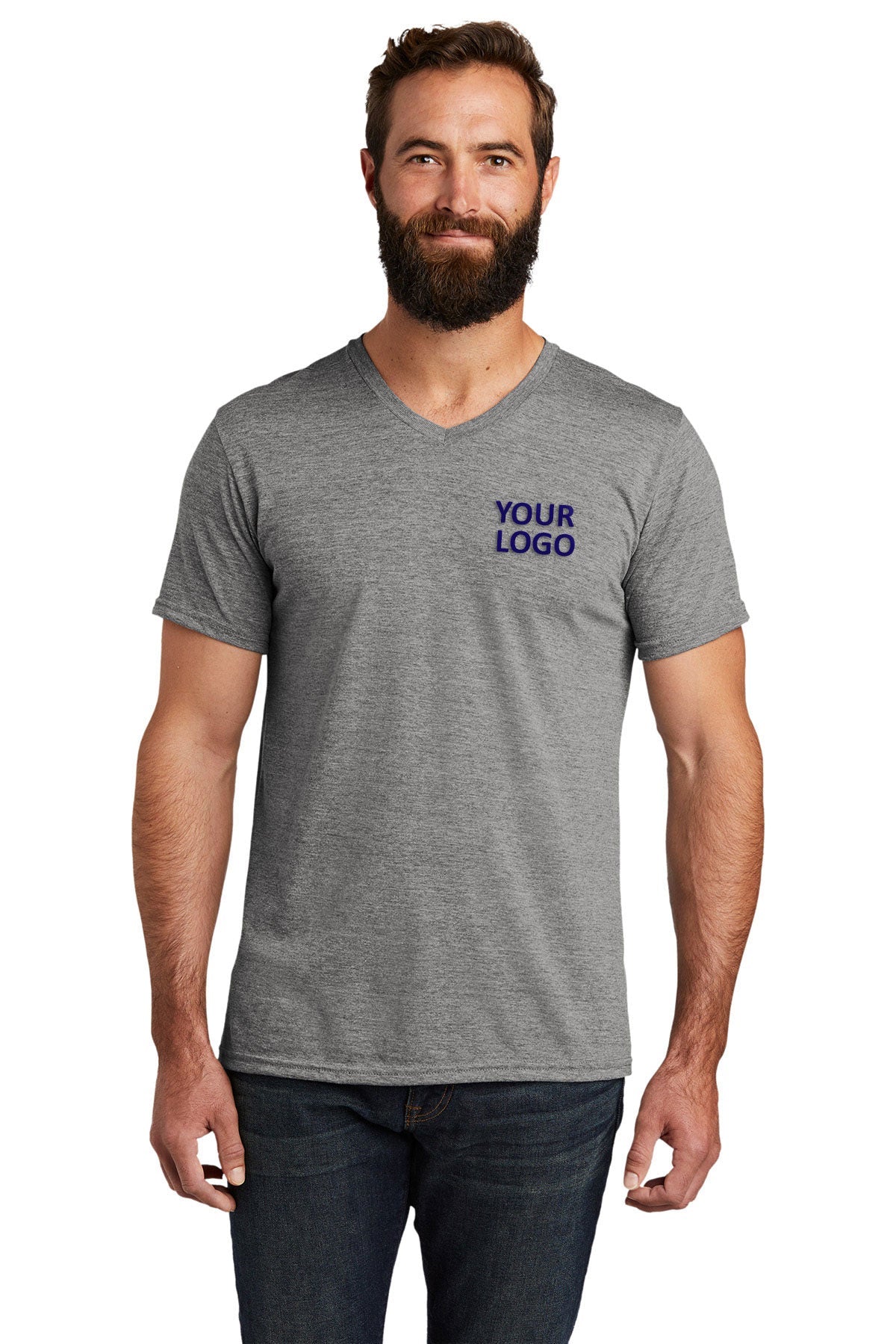 Allmade Unisex Tri-Blend Customized V-Neck Tee, Aluminum Grey [Adam Equipment]