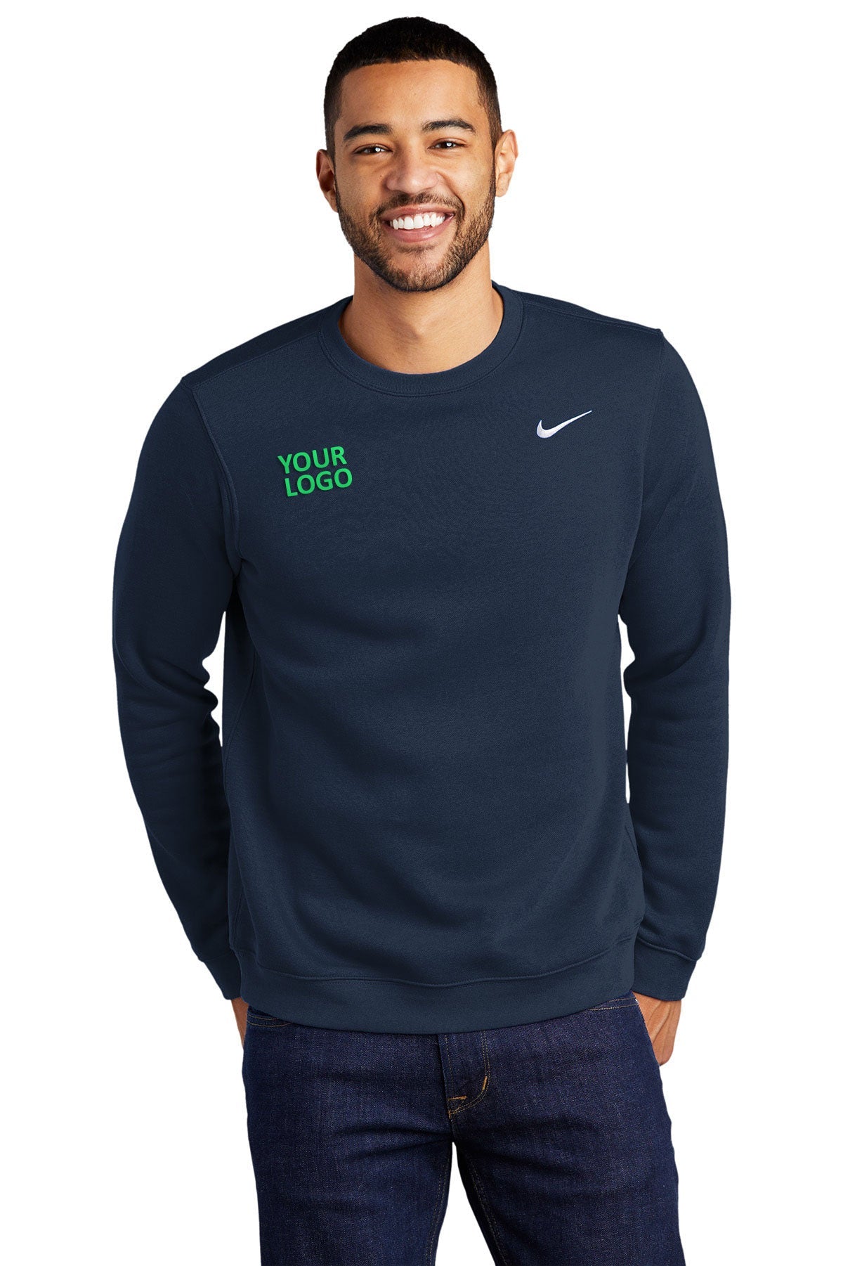 nike navy cj1614 custom logo sweatshirts embroidered