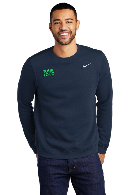 Nike Club Fleece Swoosh Crew, Midnight Navy [The Braff Group]