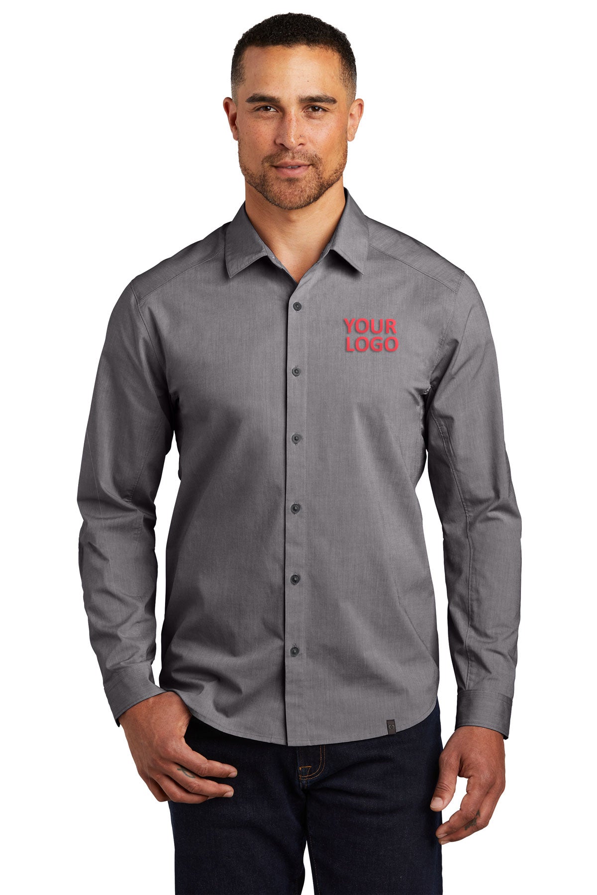 OGIO Commuter Branded Woven Shirts, Gear Grey Heather