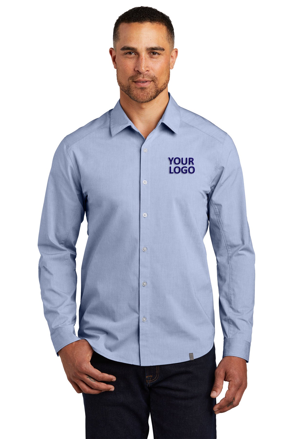 OGIO Commuter Branded Woven Shirts, Metal Blue Hth