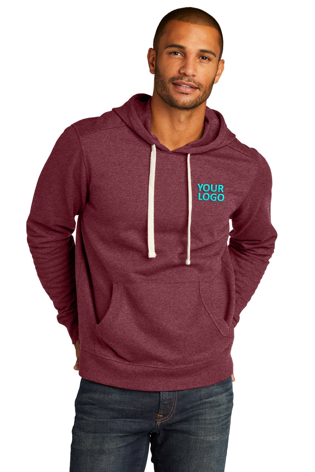 District DT8100 Maroon Heather custom embroidery sweatshirts