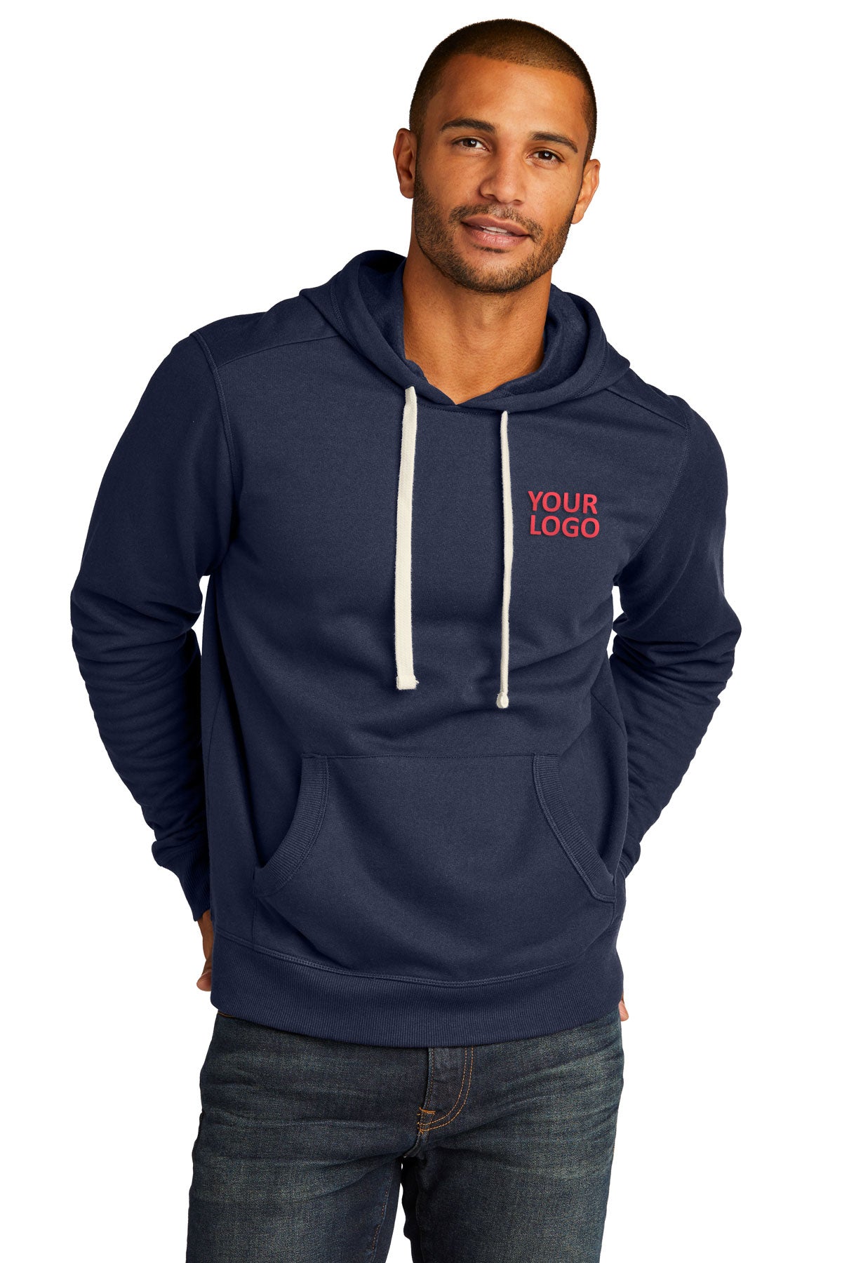 District DT8100 True Navy polo shirt with logo embroidered
