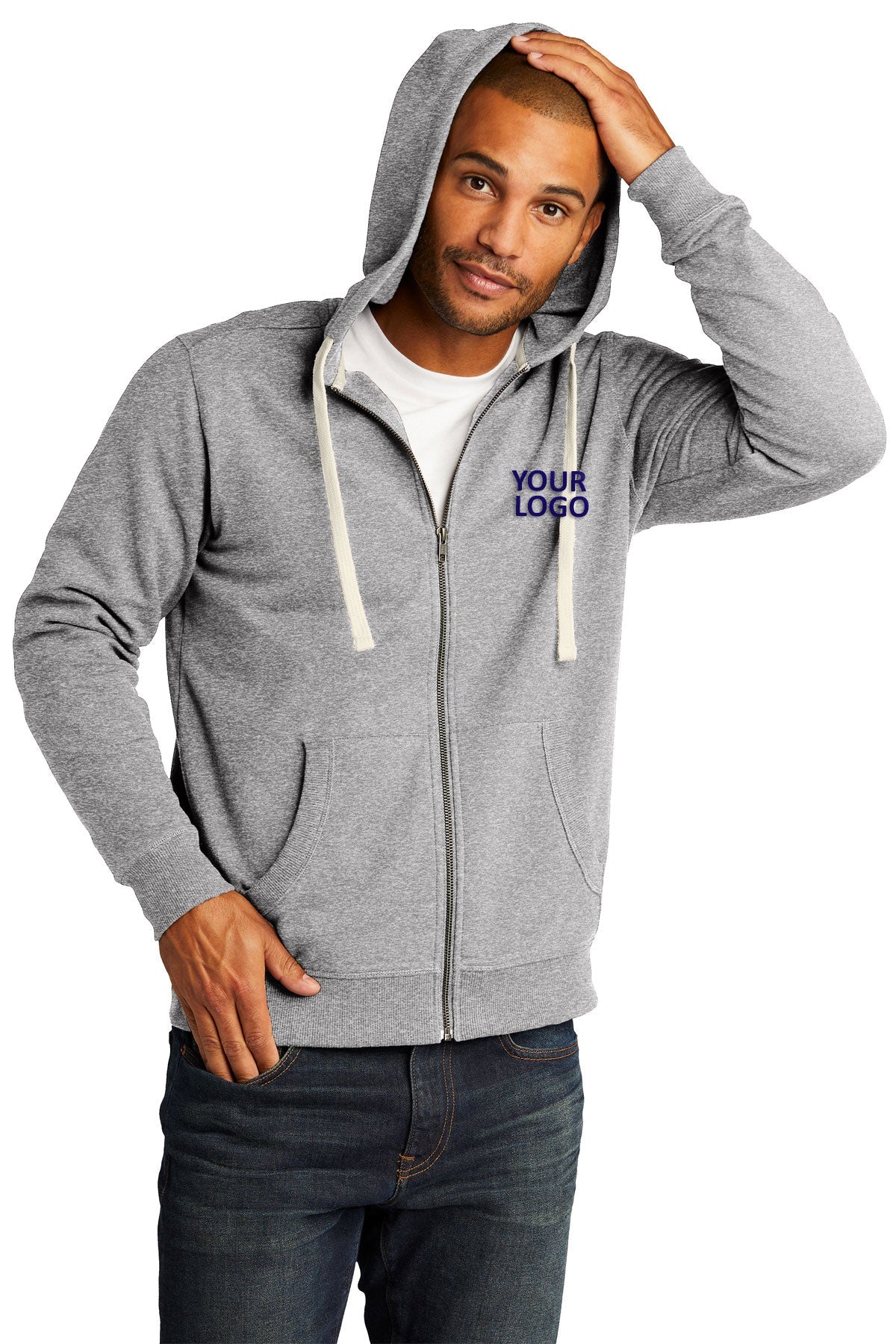 District DT8102 Light Heather Grey custom logo sweatshirts