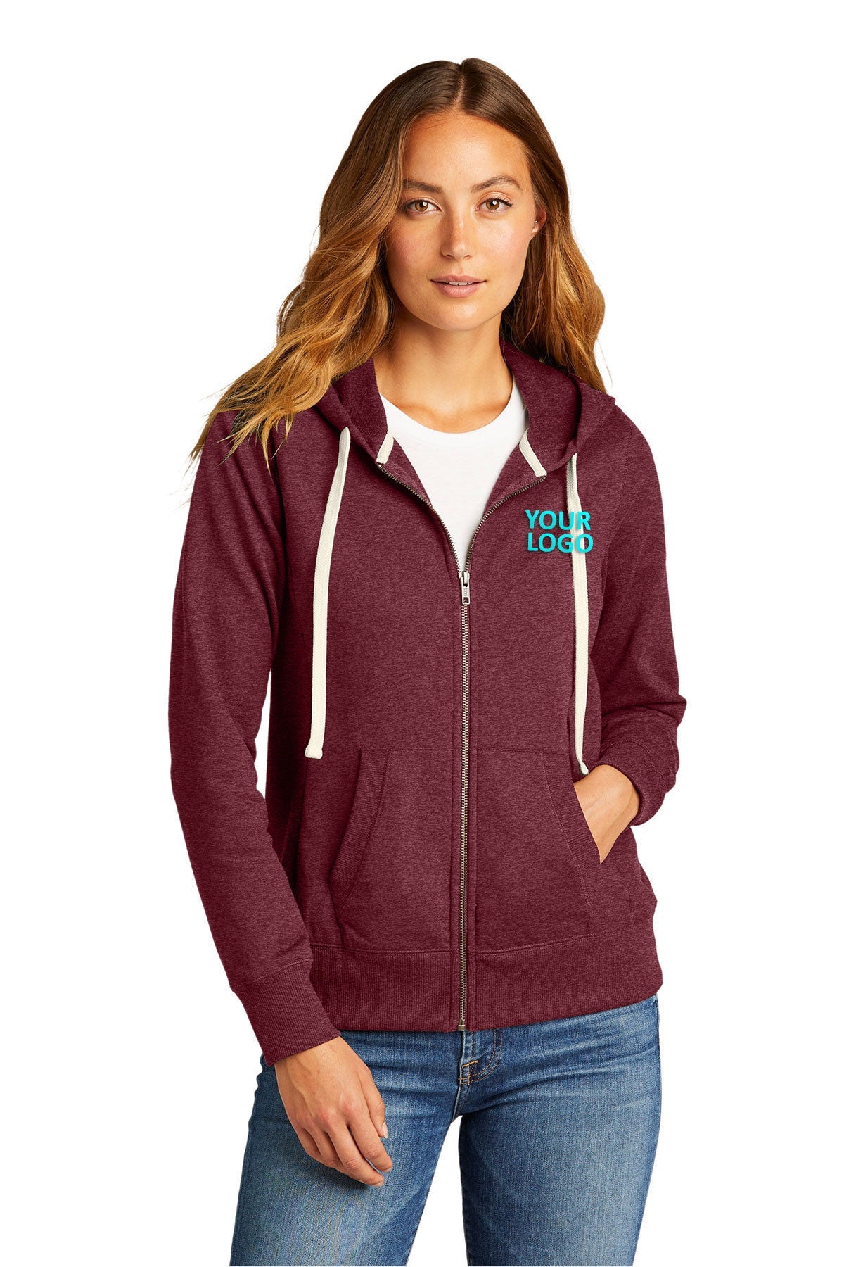 District Maroon Heather DT8103 custom dri fit sweatshirts