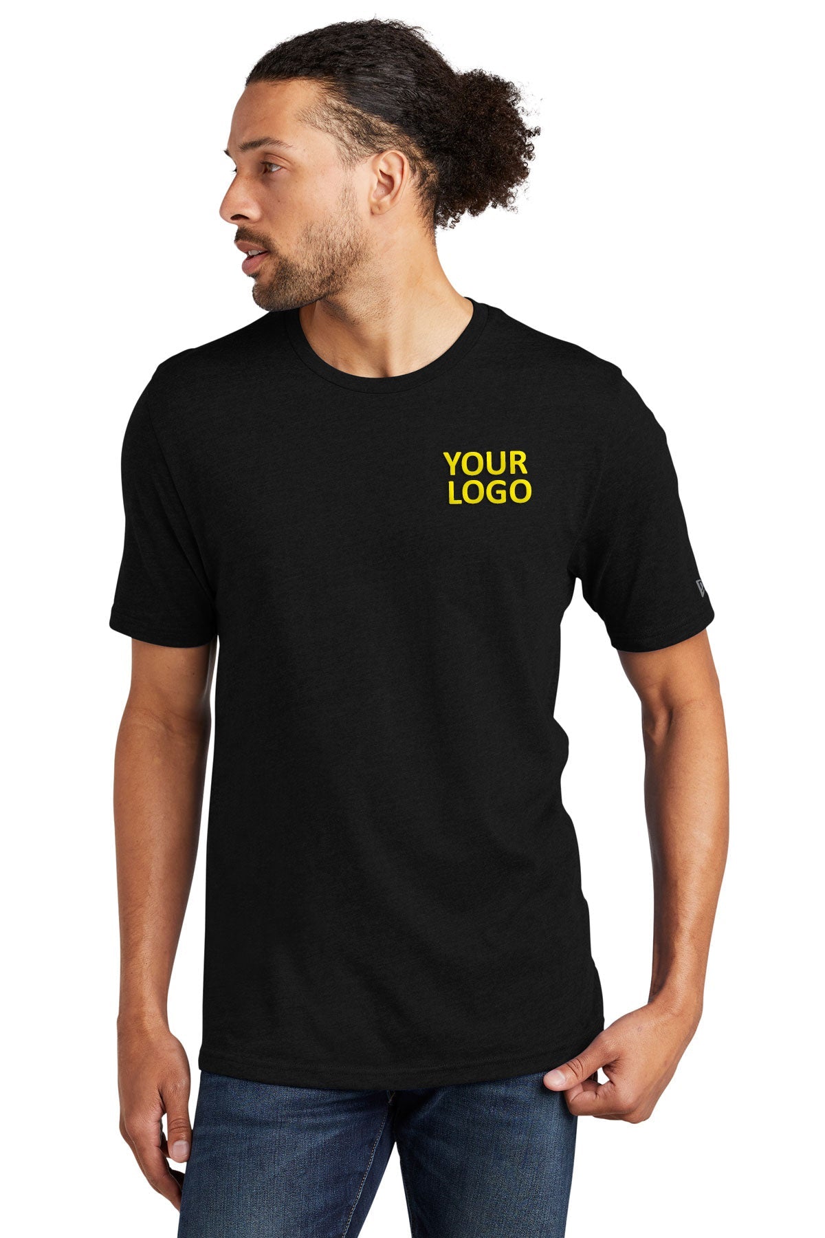 New Era Tri-Blend Custom Printed Tee's, Black Solid
