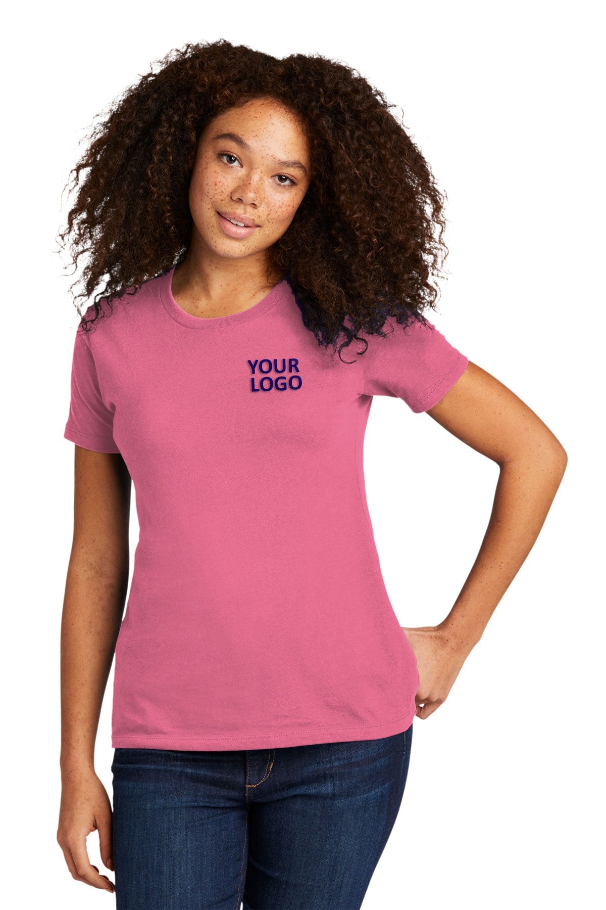 Next Level Women's Cotton Boyfriend Custom Tee's, Hot Pink