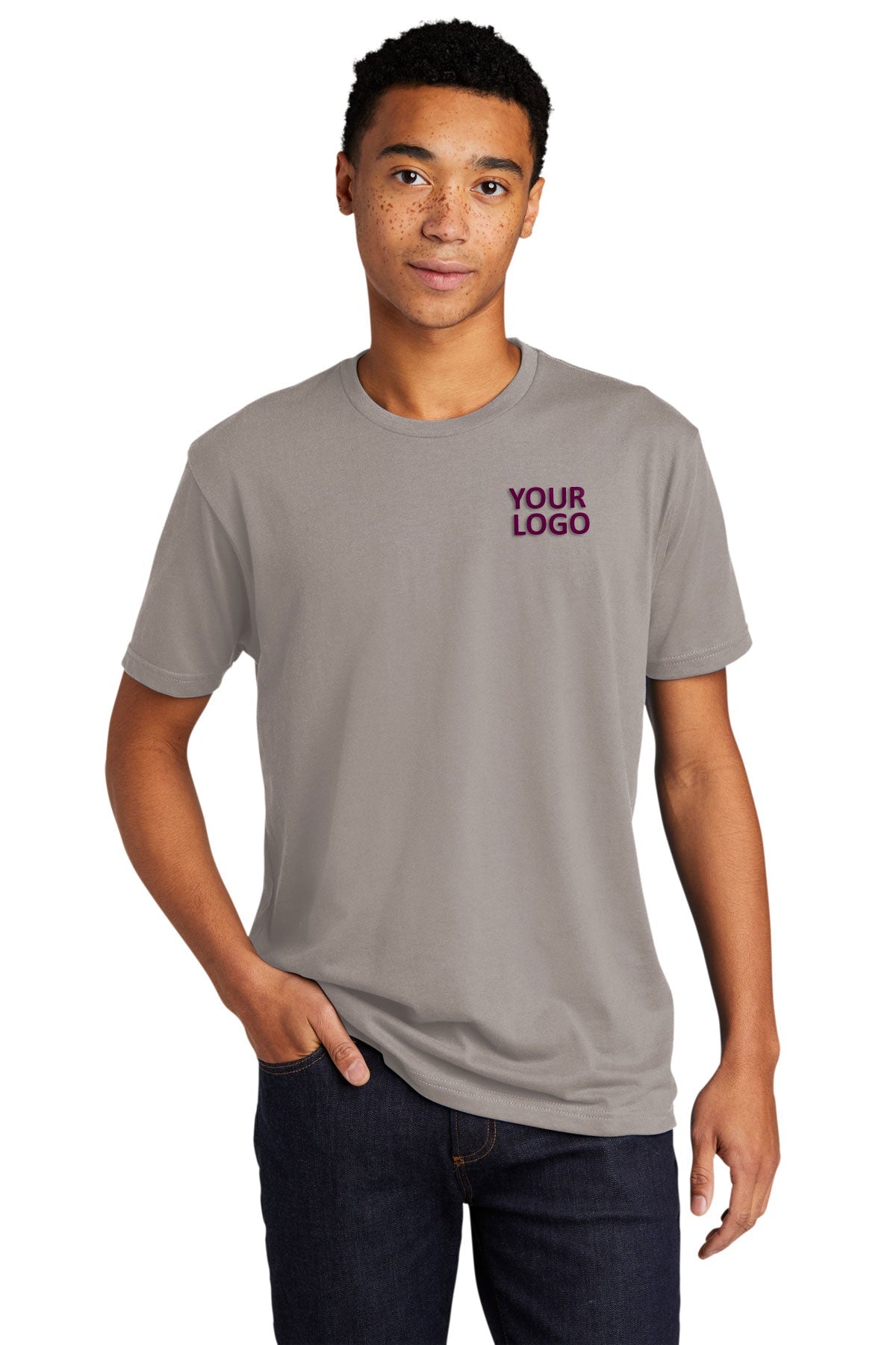 Next Level Unisex CVC Sueded Branded Tee's, Light Gray