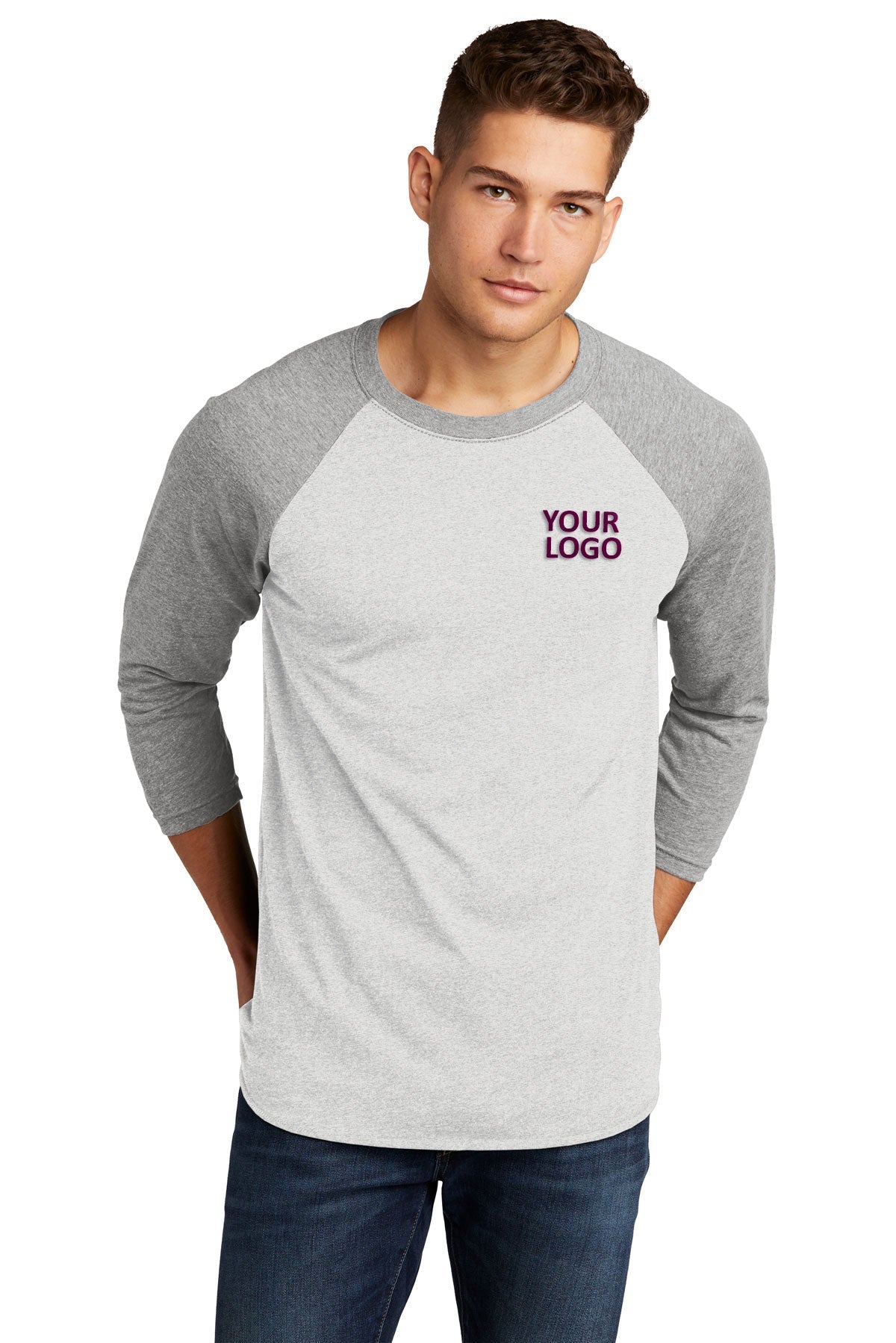 Next Level Unisex Triblend 3/4 Sleeve Raglan NL6051 PR HTHR/ HTR WHT
