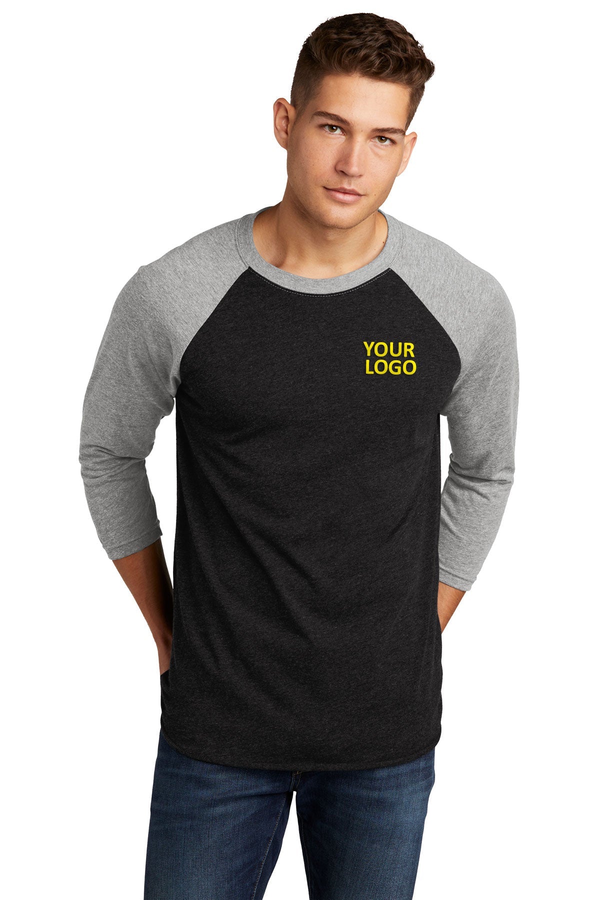 Next Level 3/4-Sleeve Custom Raglan Tee's, Pr Heather/ Vin Black [Skurka Aerospace, Inc.]