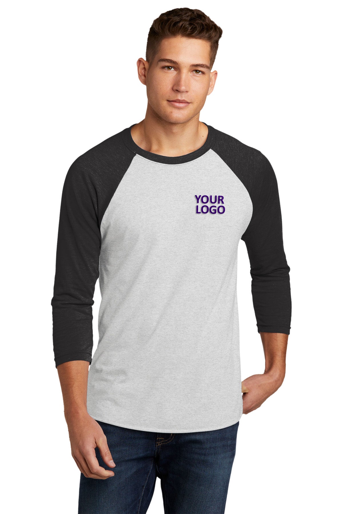 Next Level Unisex Triblend 3/4 Sleeve Raglan NL6051 VIN BK/ HTHR WHT