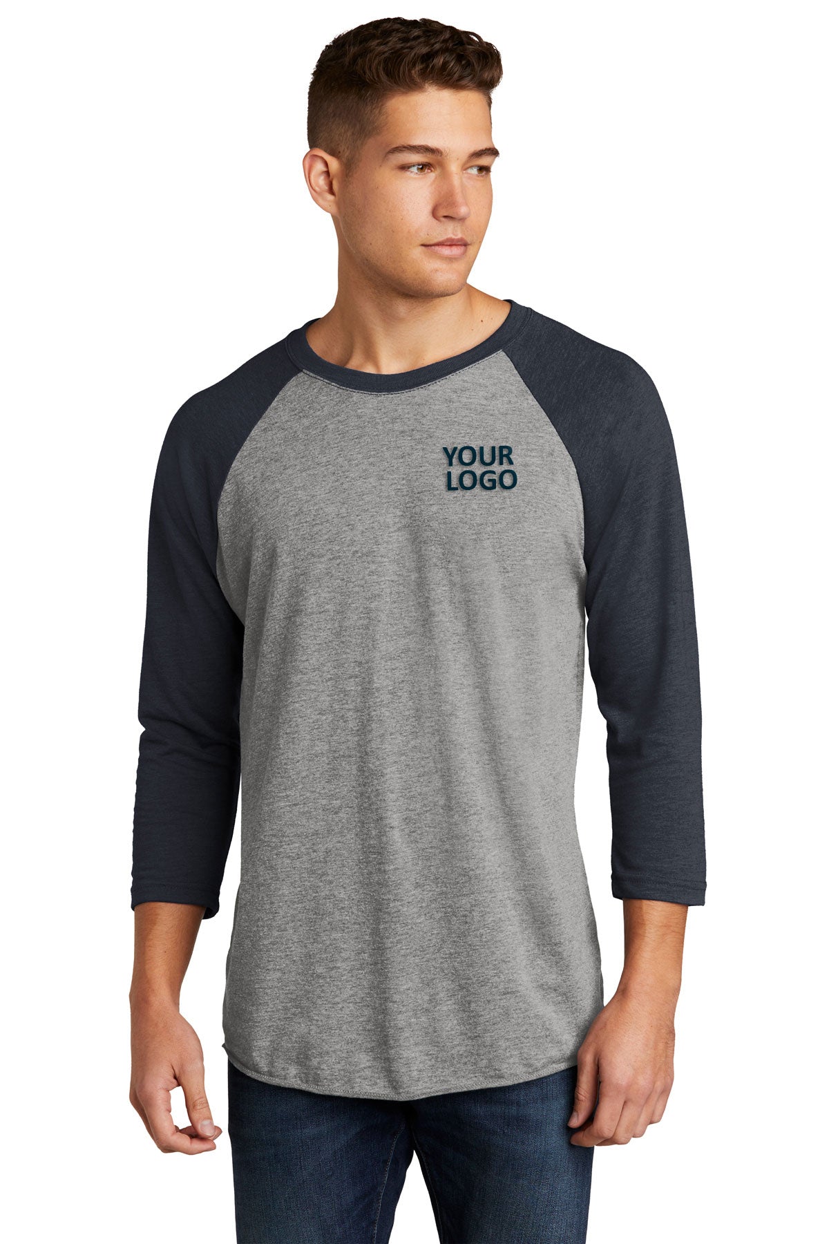 Next Level 3/4-Sleeve Custom Raglan Tee's, Vintage Navy/ Pure Heather [Skurka Aerospace, Inc.]