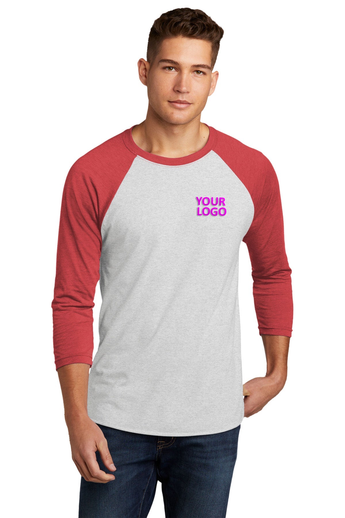 Next Level Unisex Triblend 3/4 Sleeve Raglan NL6051 VIN RD/ HTHR WHT