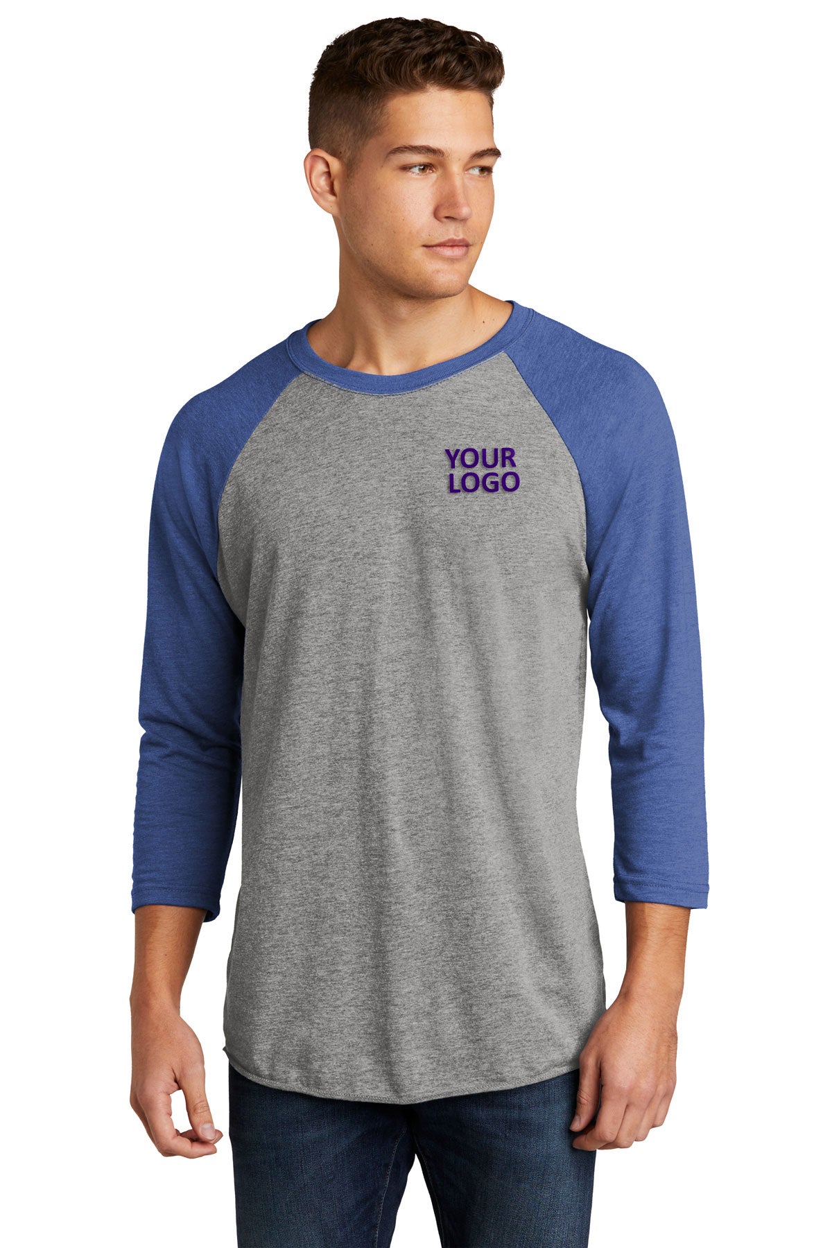 Next Level 3/4-Sleeve Custom Raglan Tee's, Vintage Royal/ Pure Heather