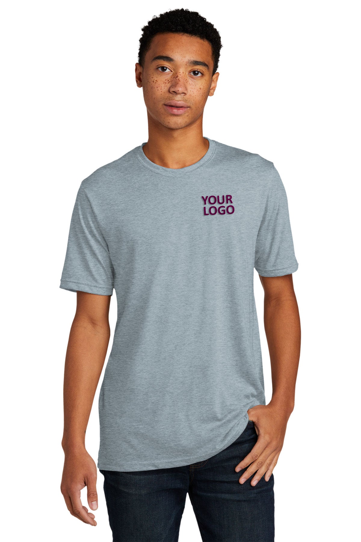 Next Level Unisex Poly Cotton Custom T-Shirts, Stonewash Denim