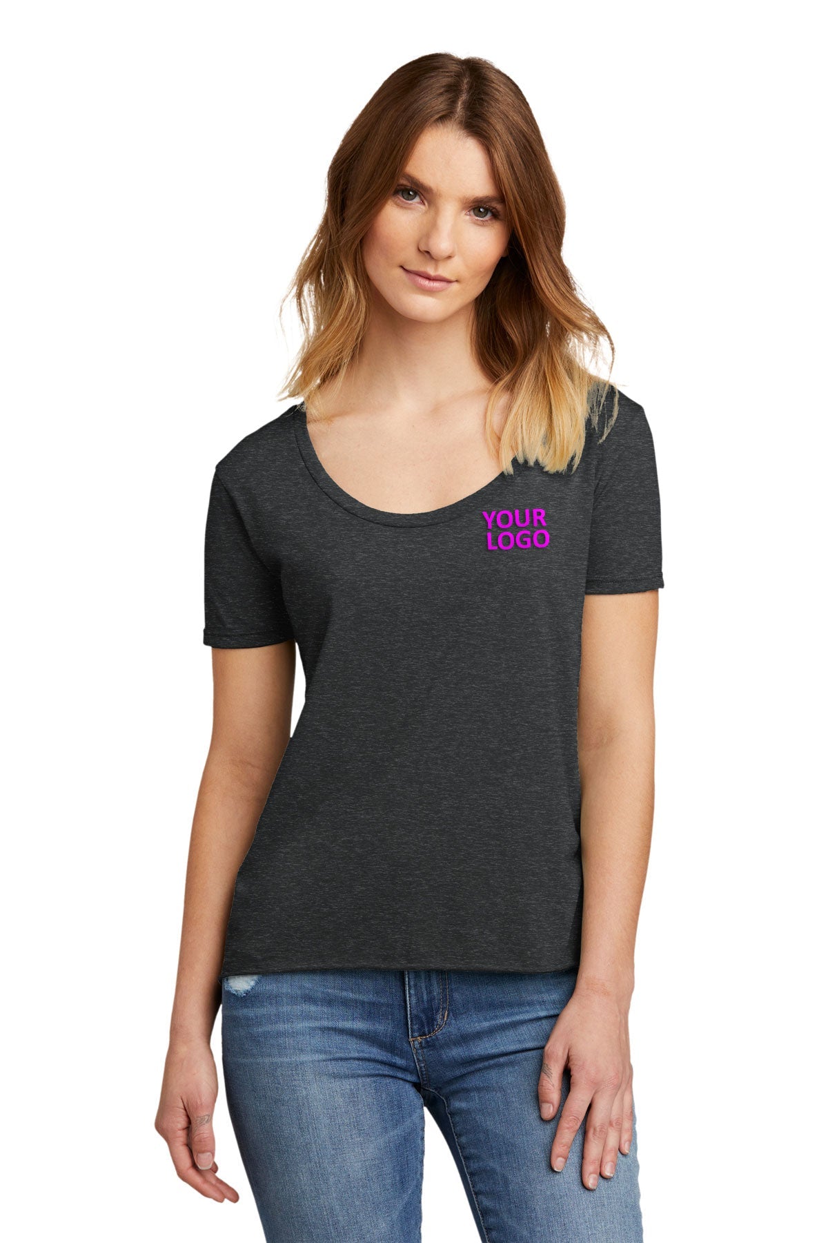 Next Level Women's Festival Scoop Neck Branded T-Shirts, Charcoal
