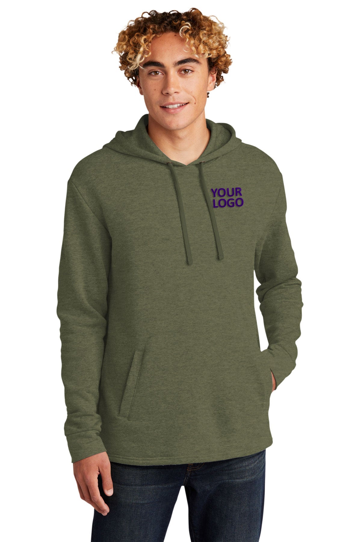 custom embroidered sweatshirts Next Level Heather Military Green NL9300