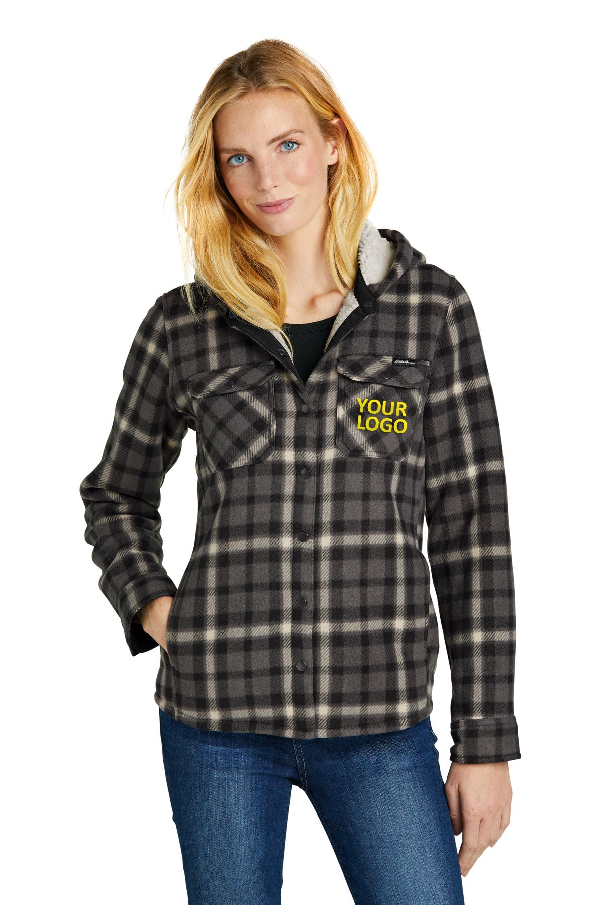 Eddie Bauer Ladies Woodland Branded Shirt Jackets, Grey Steel Bone [Dunbar]