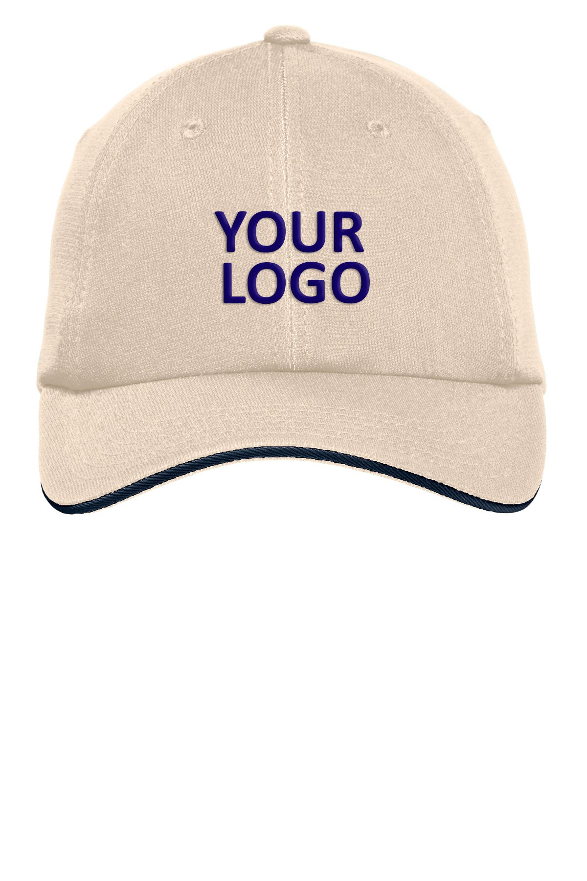 Port Authority Dry Zone Custom Caps, Stone/ Classic Navy