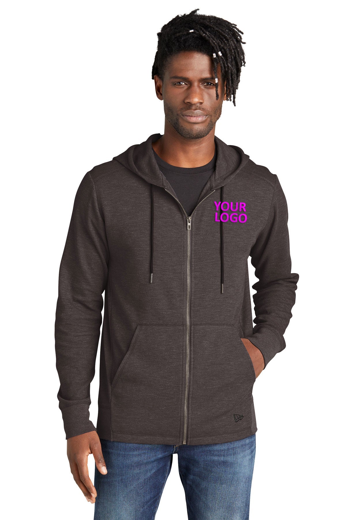 New Era Black Heather NEA141 sweatshirts with logos