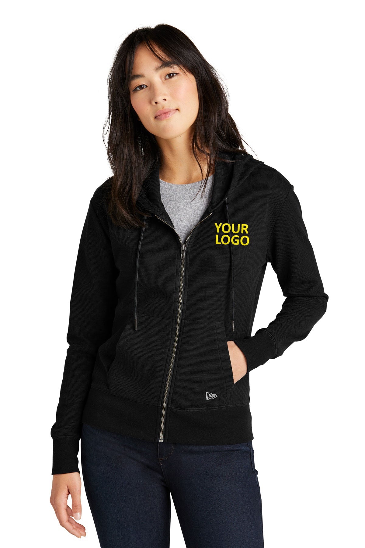 New Era Ladies Thermal Custom Zip Hoodies, Black [Mosaic Animal Emergency and Specialty]