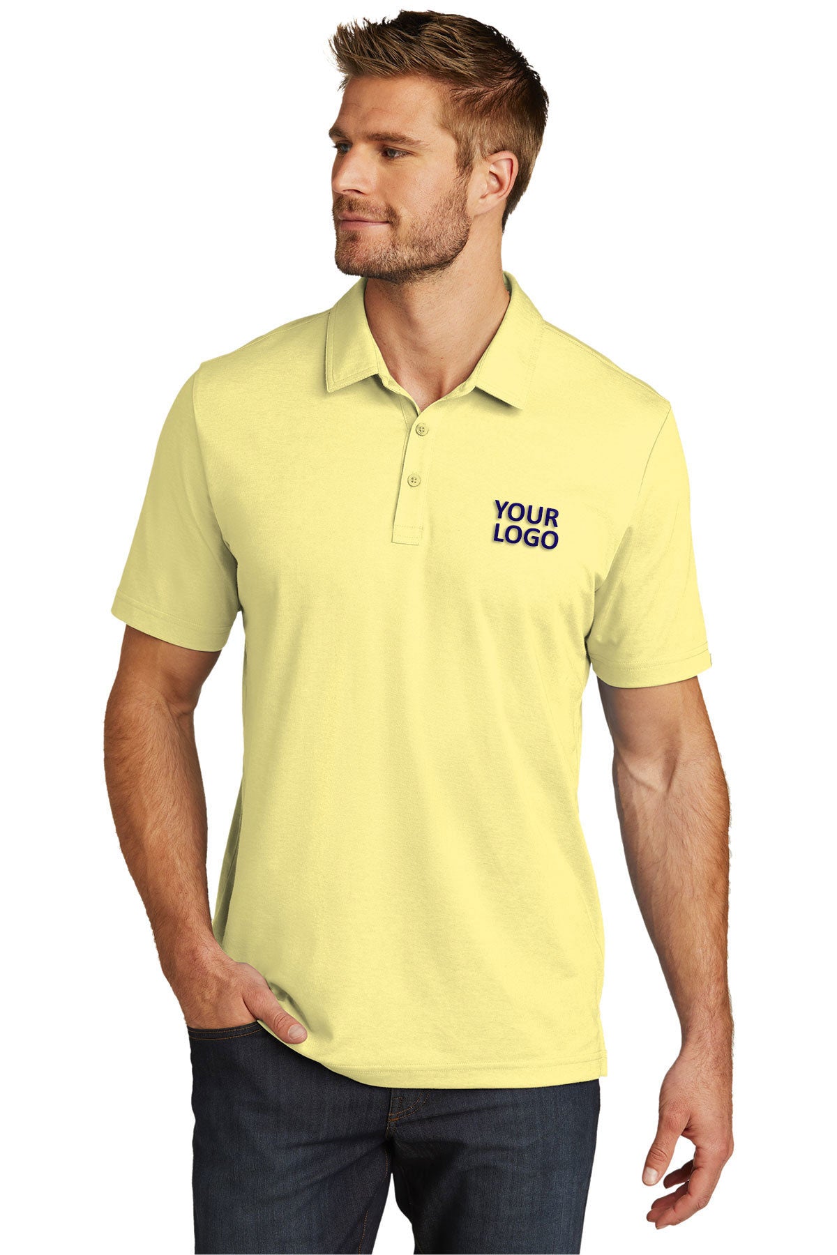 custom embroidered polo shirts TravisMathew Pale Banana Heather TM1MU412