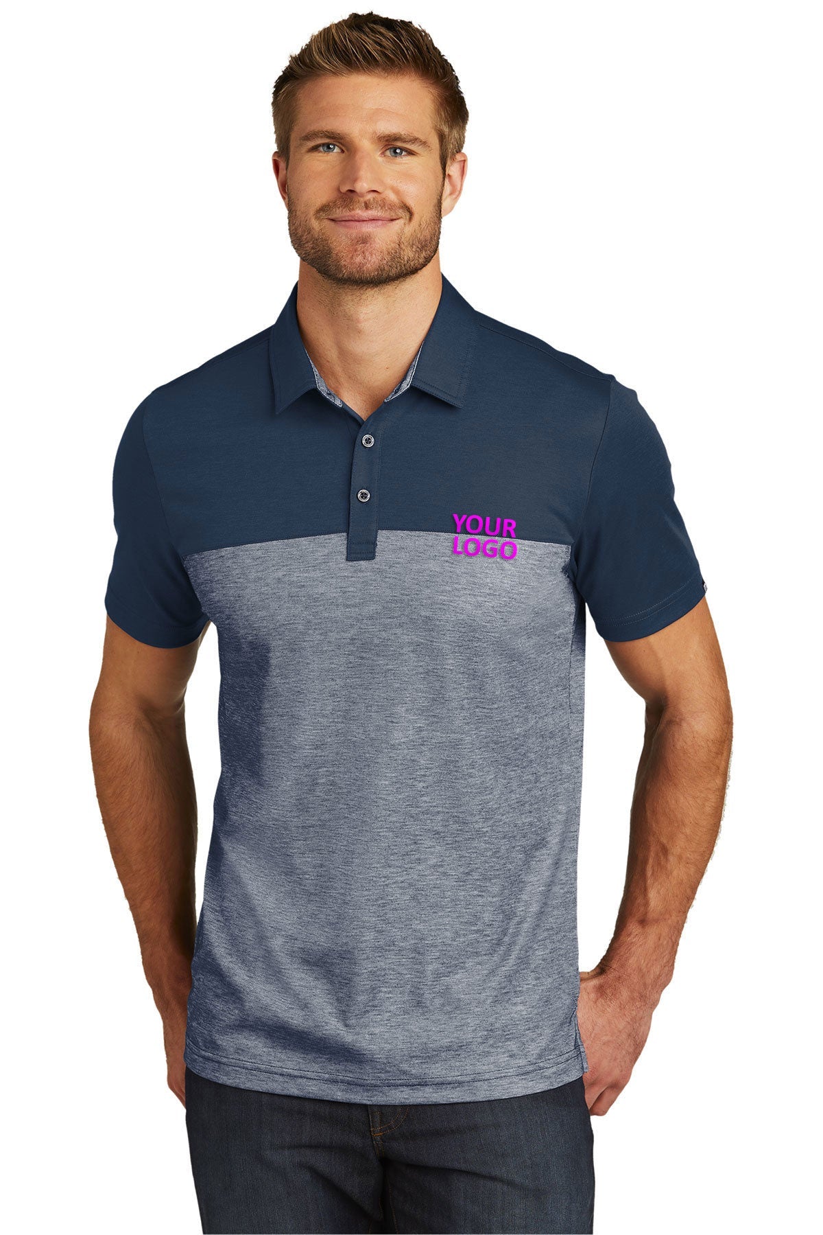 TravisMathew Oceanside Blocked Polo Blue Nights Blue Nights Heather