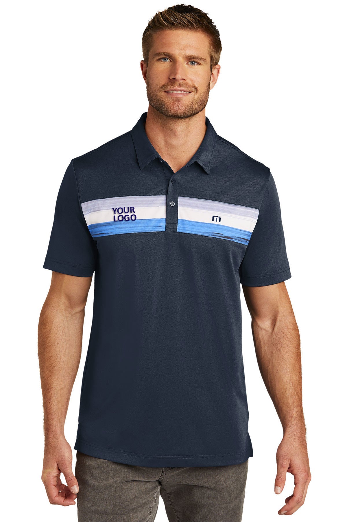 custom logo polo shirts embroidered TravisMathew Blue Nights TM1MU416
