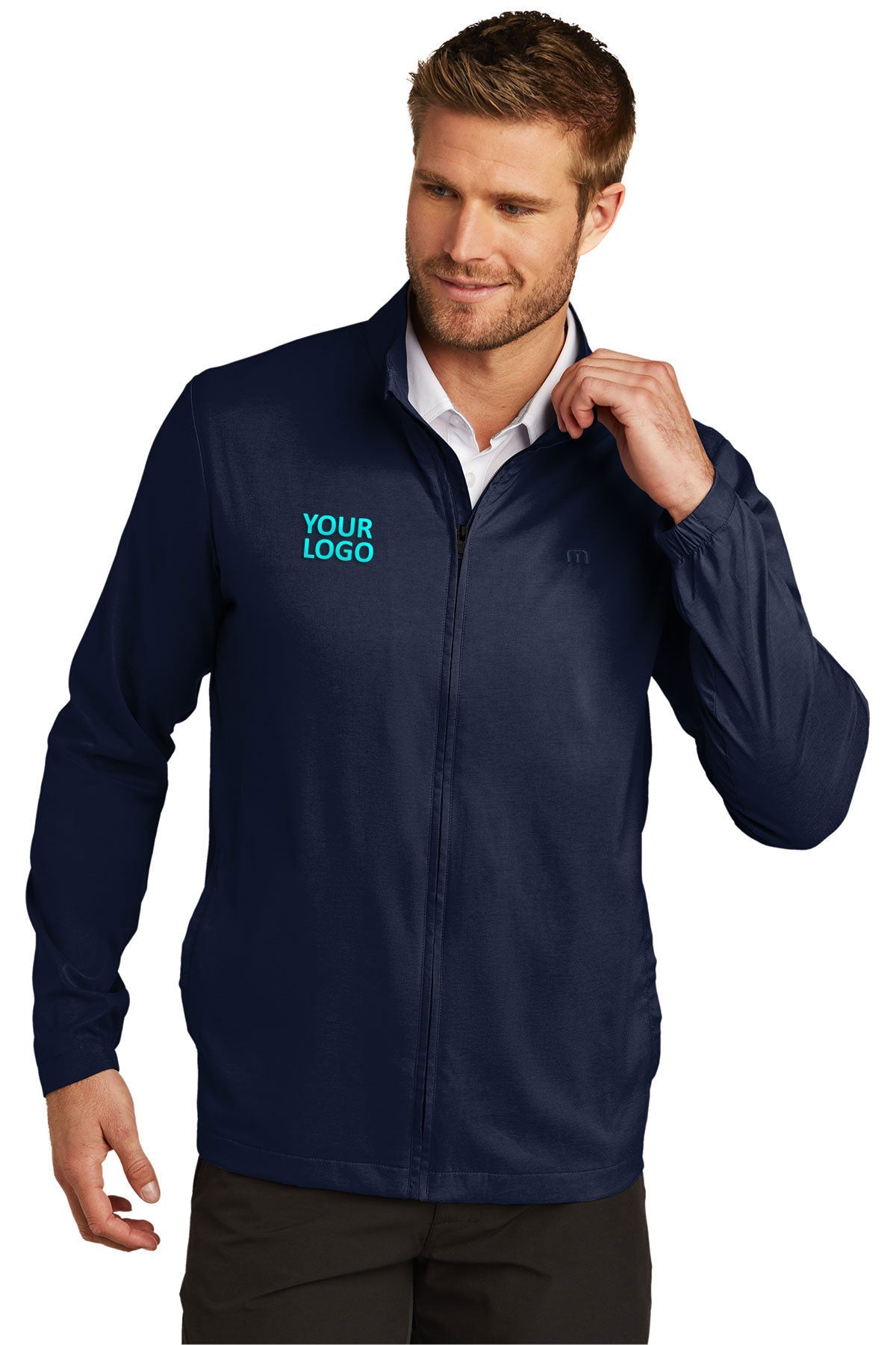TravisMathew Vintage Indigo/ Black Jackets company embroidered jackets