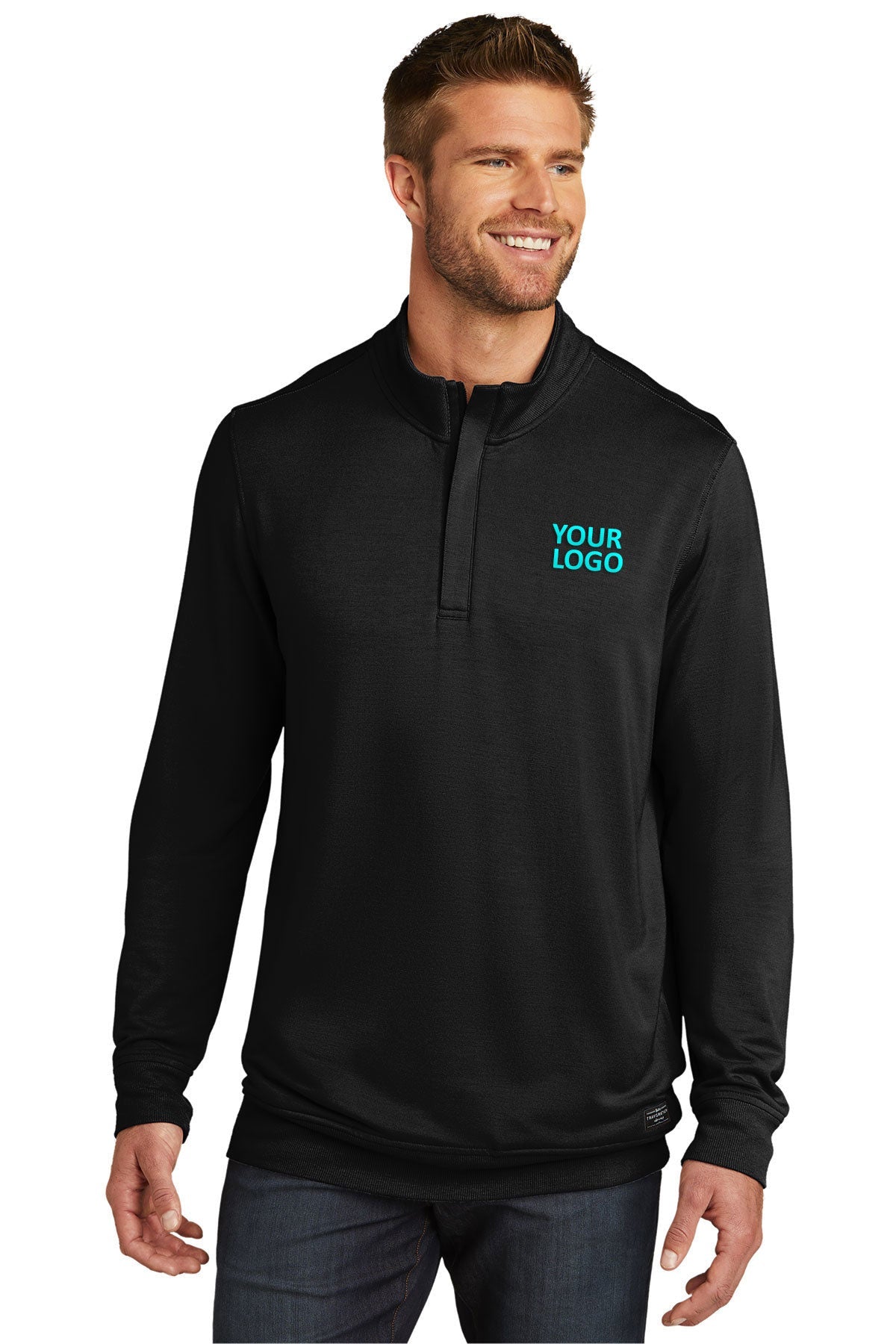 Quarter-Zips with company logo TravisMathew Black TM1MU419