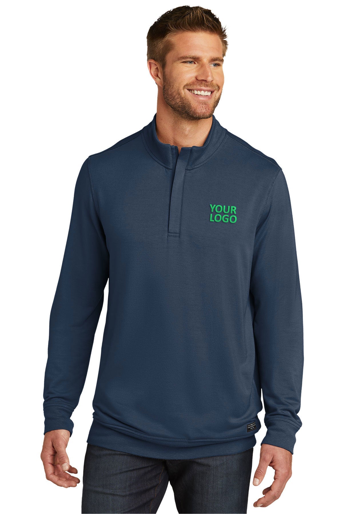 company embroidered Quarter-Zips TravisMathew Blue Nights TM1MU419