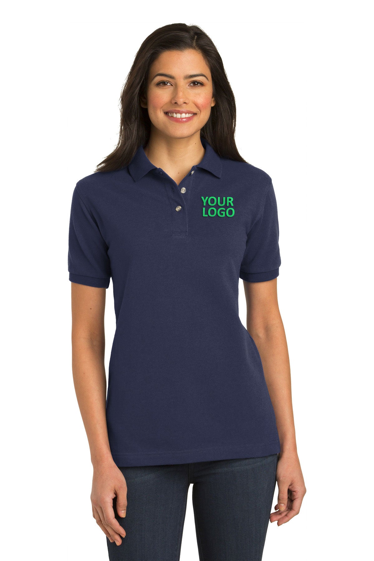 port authority navy l420 custom polos with logo