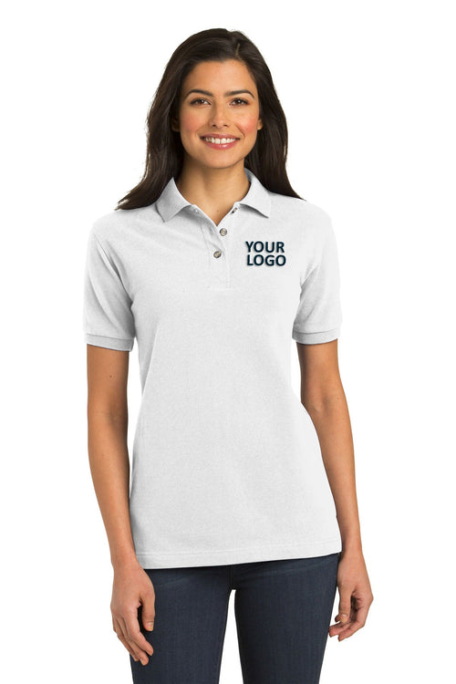 Port Authority Heavyweight Customized Cotton Pique Polos, White