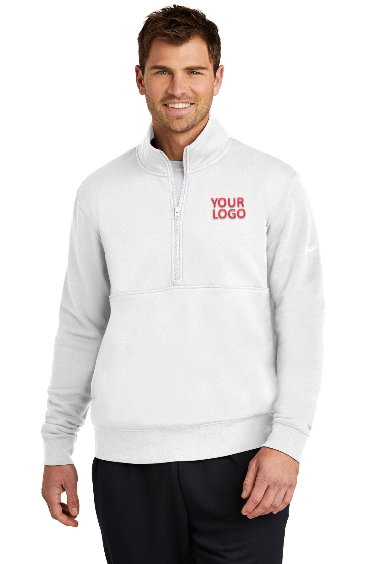Nike White NKDX6718 custom sweatshirts with logo
