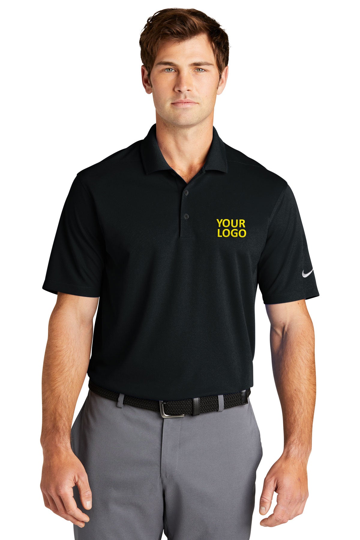 Nike Dri-FIT Micro Pique Customized Polos, Black [NARENCO]