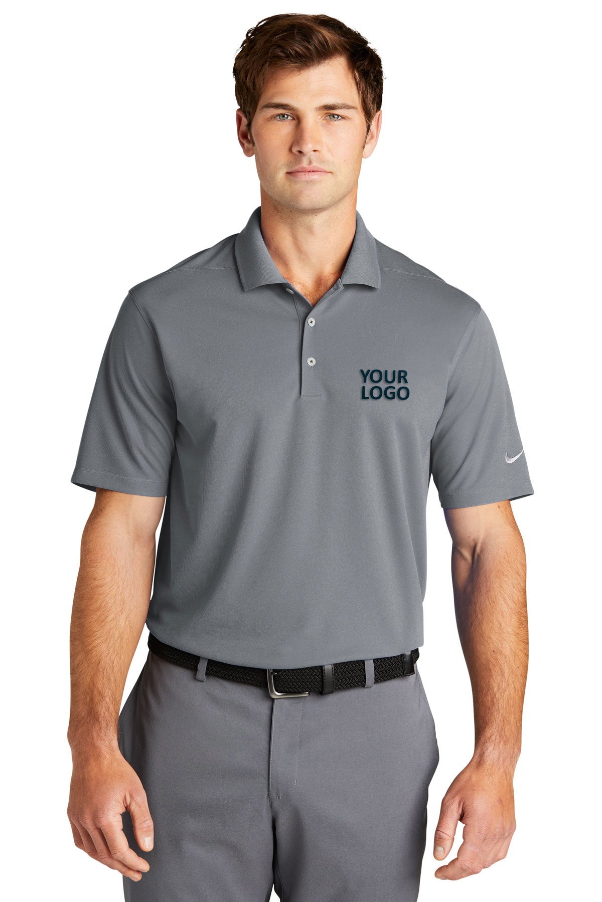 Nike Dri-FIT Micro Pique Customized Polos, Cool Grey [AL Adams Construction]