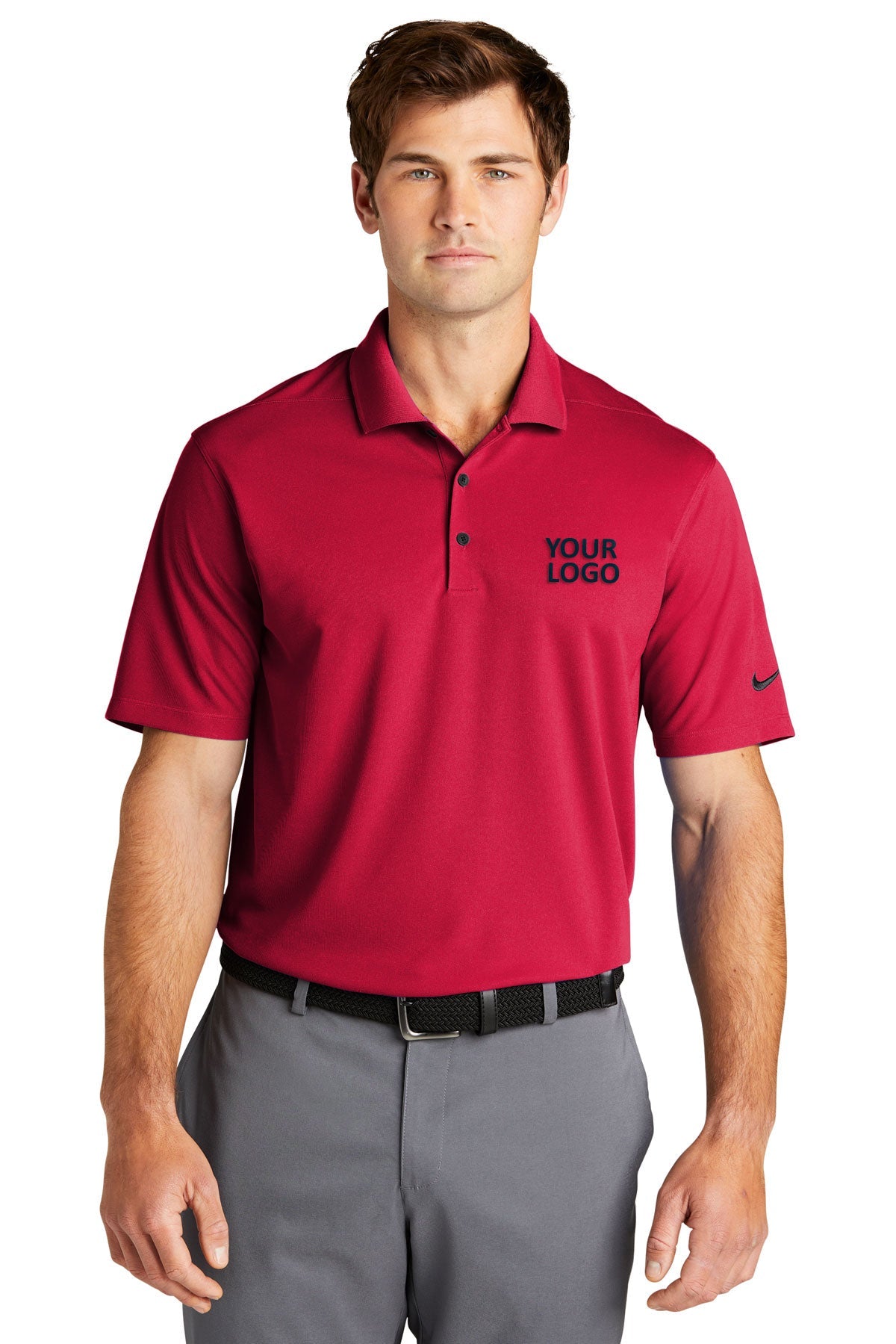 Nike Dri-FIT Micro Pique Customized Polos, University Red [St Louis Music]