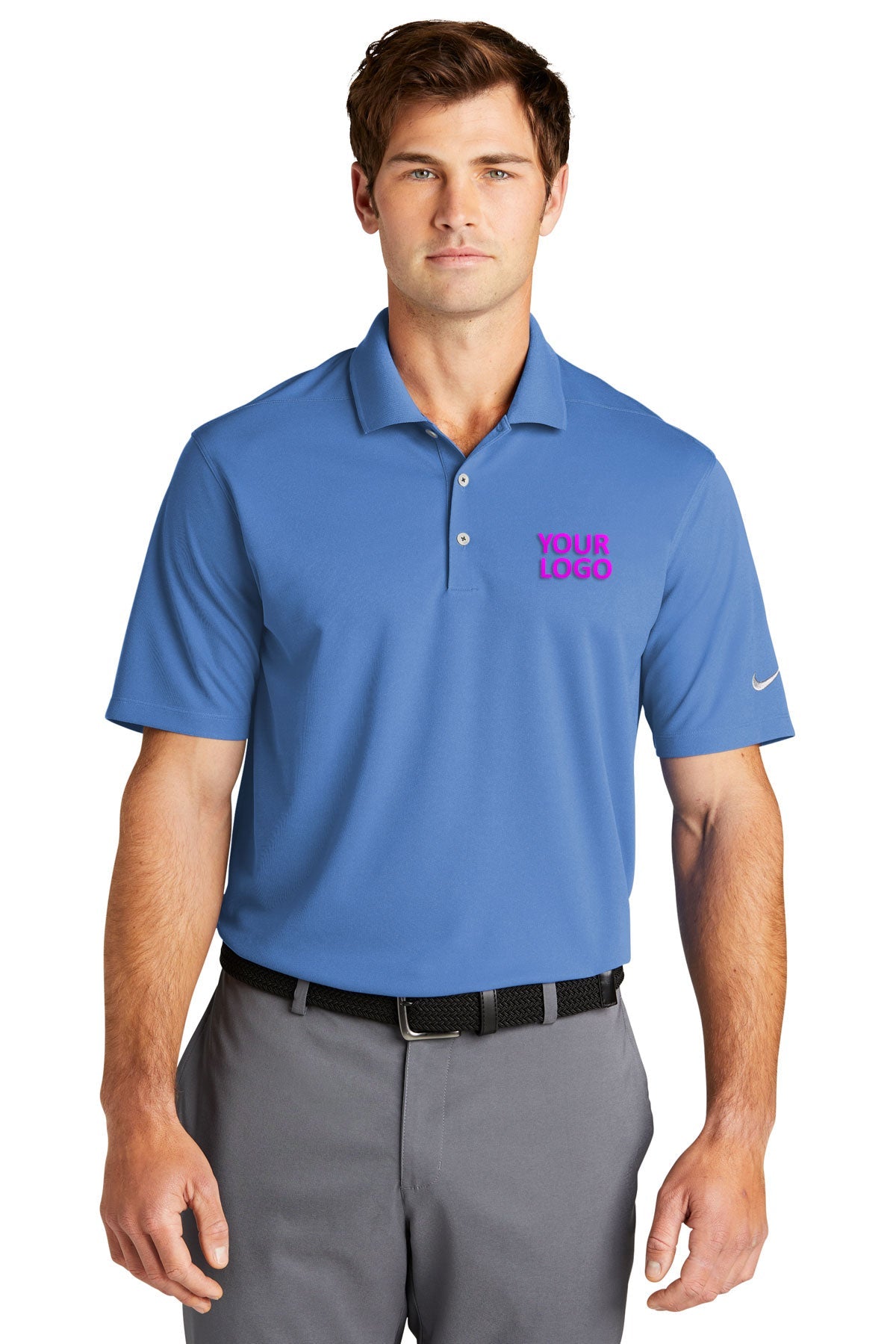Nike Dri-FIT Micro Pique Customized Polos, Valor Blue [AL Adams Construction]