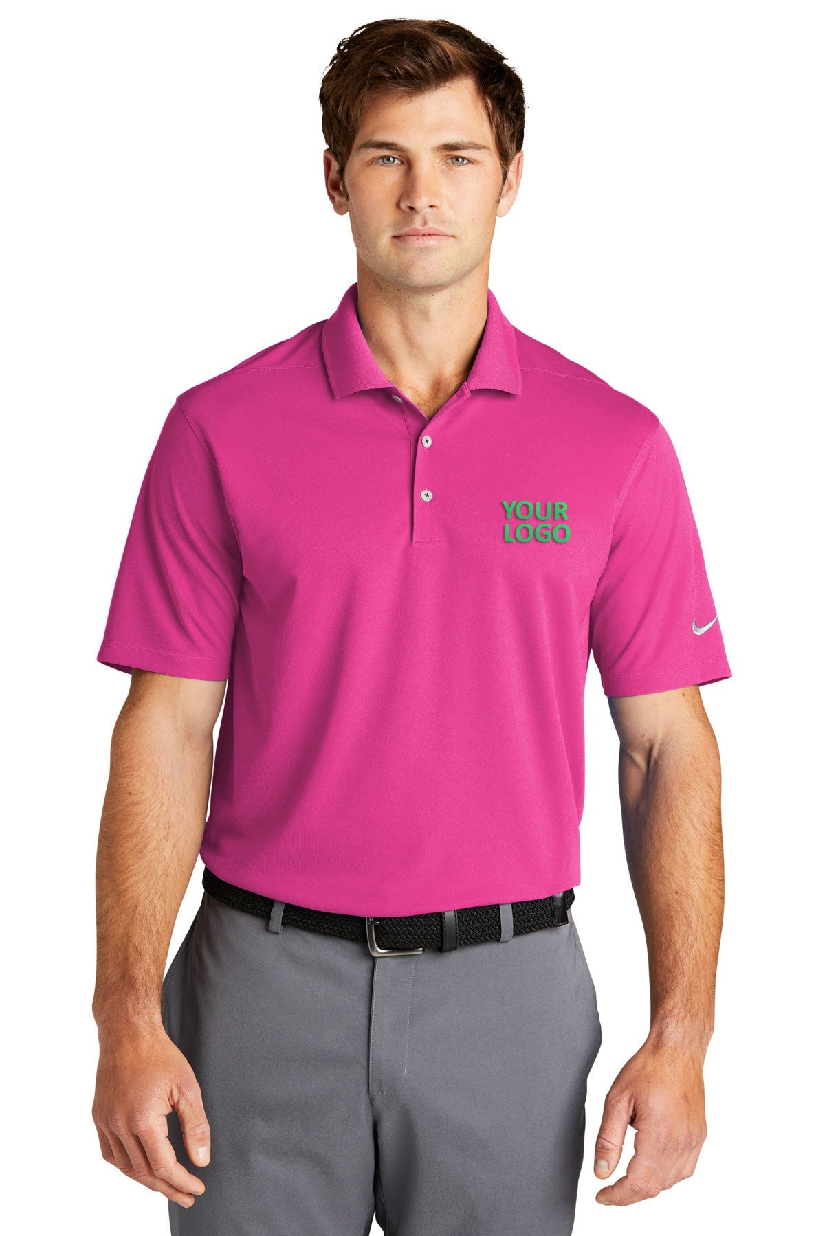 Nike Vivid Pink NKDC1963 custom polo shirts with logo