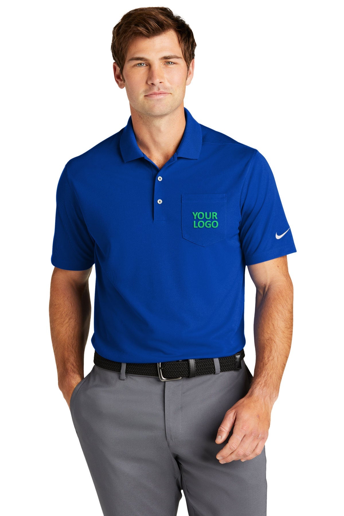 Nike Dri-FIT Micro Pique Custom Pocket Polos, Game Royal [Ivey Mechanical Company]