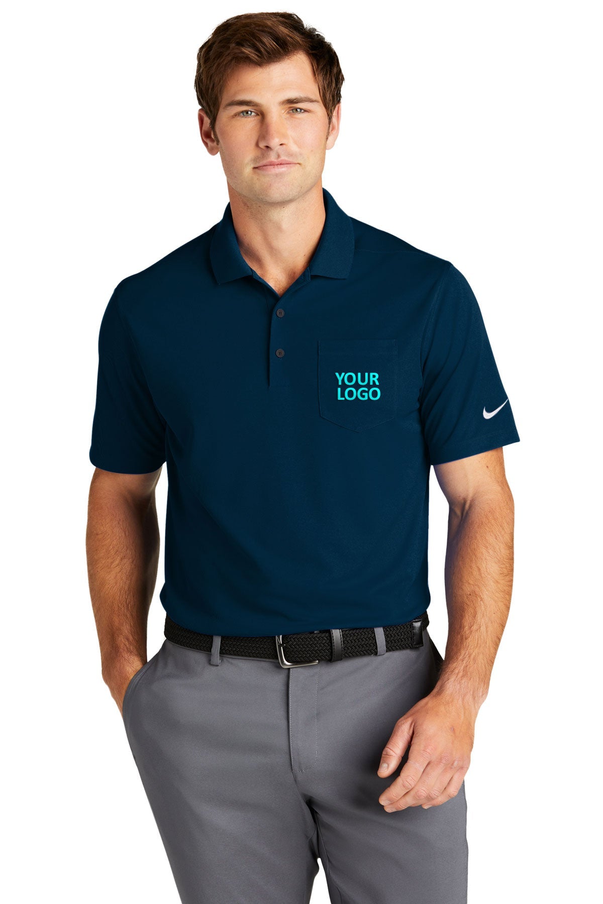 Nike Navy NKDC2103 custom logo polo shirts embroidered