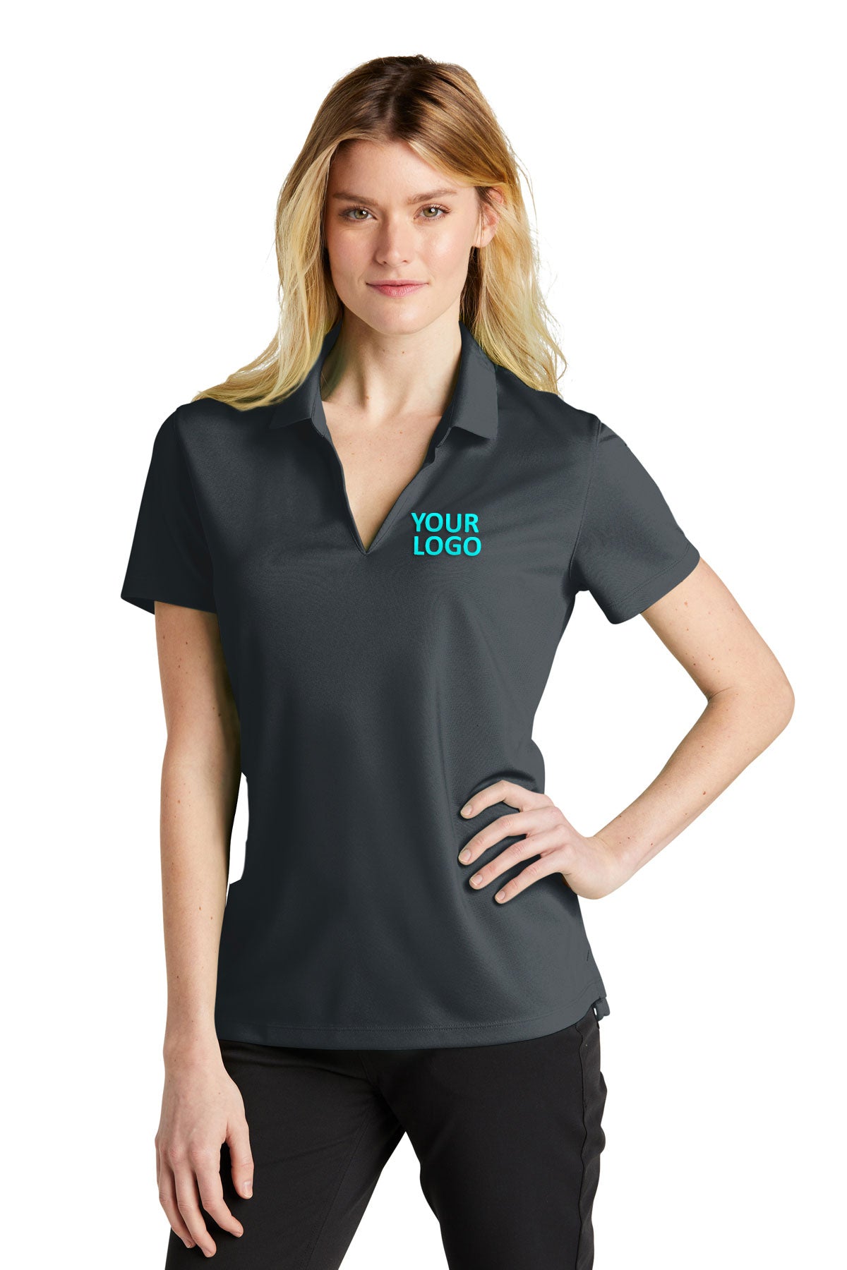 Nike Ladies Dri-FIT Micro Pique Customized Polos, Anthracite [SEB Professional]