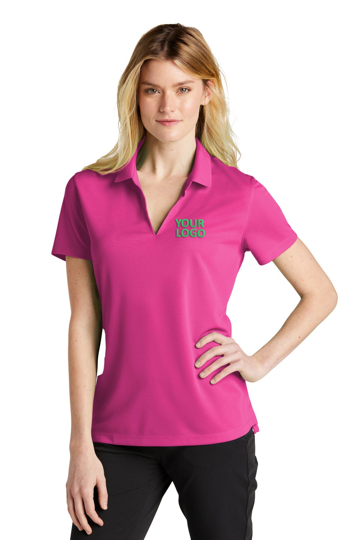 Nike Ladies Dri-FIT Micro Pique Customized Polos, Vivid Pink