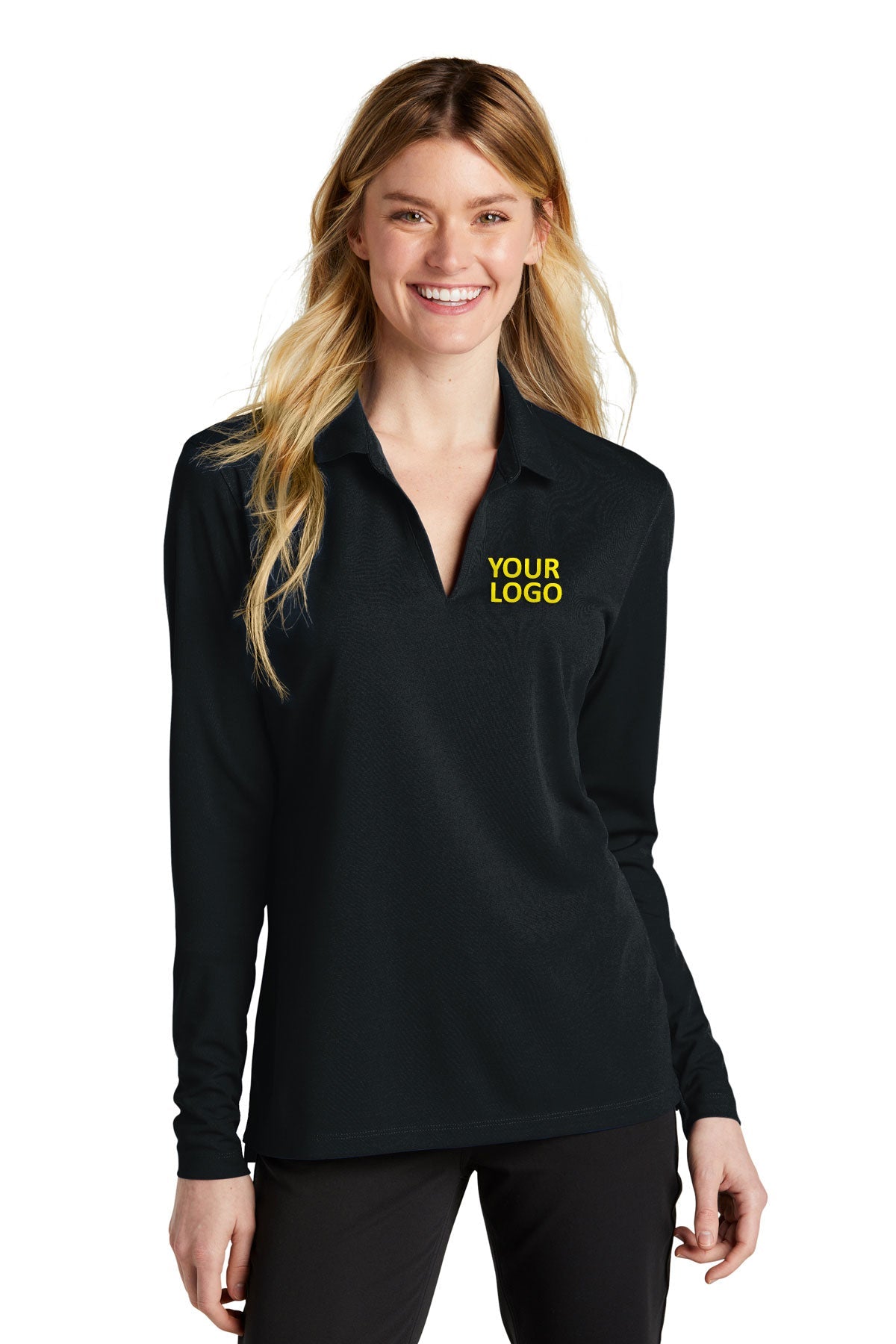Nike Black NKDC2105 polo shirts with logos