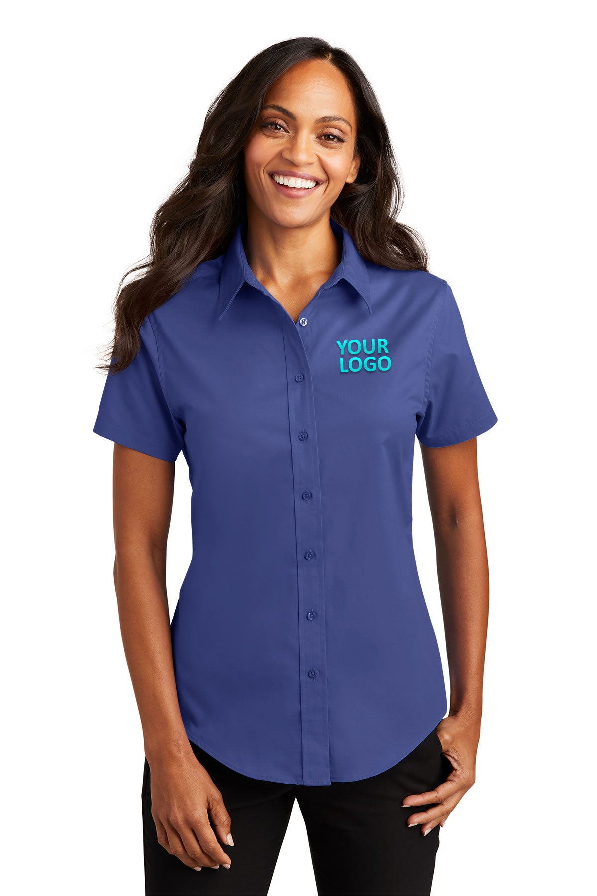 Port Authority Mediterranean Blue L508 embroidered work shirts